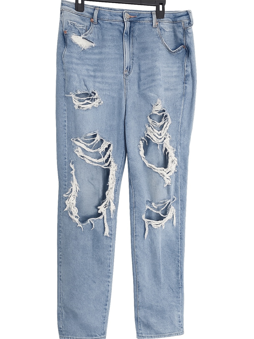American Eagle Light Wash Distressed Highest Rise Mom Jean